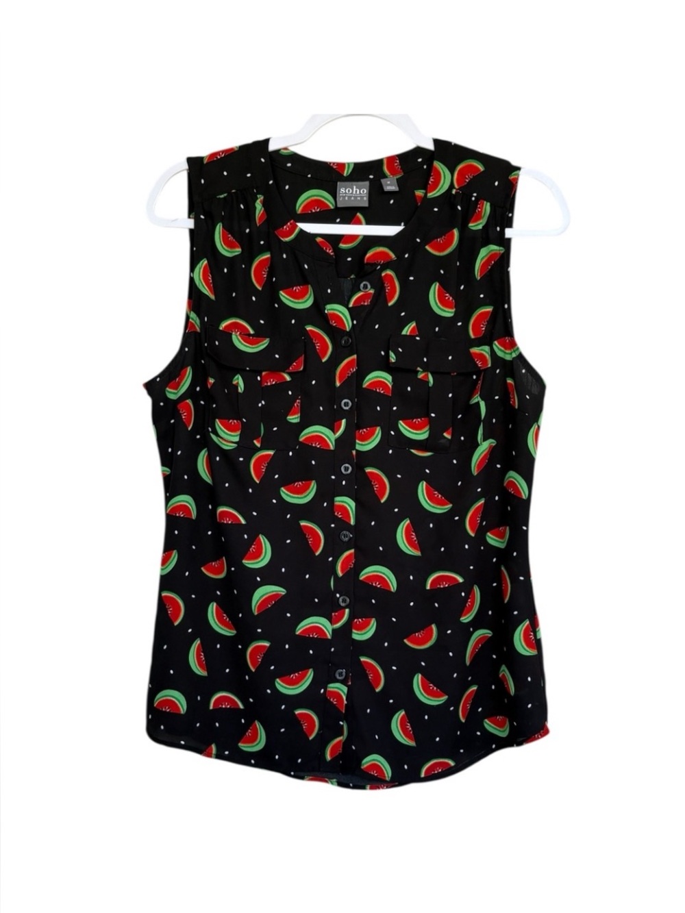 Soho Jeans New York Company Sleeveless Watermelon Print Shirt Size M